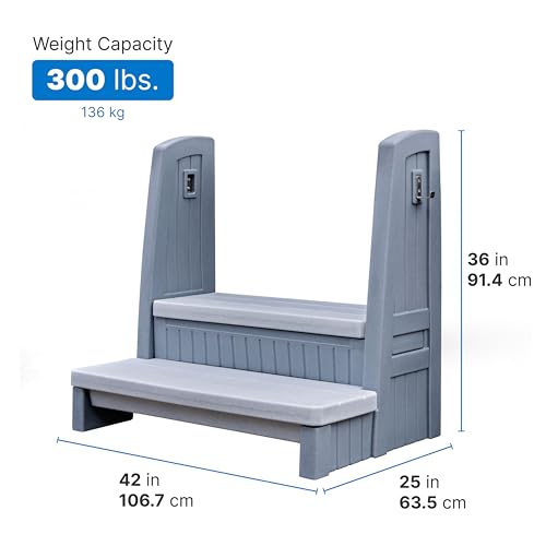 Gray 2-Step Storage Stool with Handrails P33066