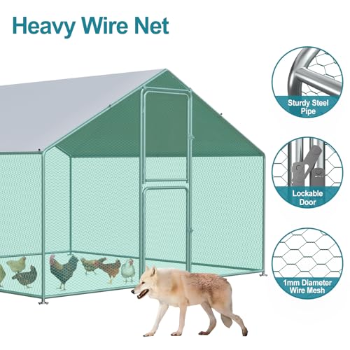 Large Chicken Coop for 30 Chickens with Waterproof UV Resistance Cover and Double Lockable Doors Q3214