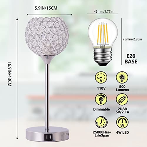 3-Way Dimmable Touch Control Table Lamp with 2 USB Charging Ports Q6847
