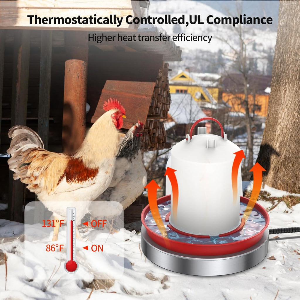 15 Inch 125W Heated Chicken Waterer Base with 10FT Cable G19431
