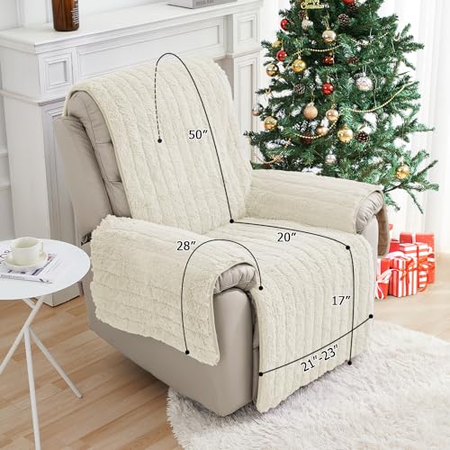 Plush Recliner Slipcover 23 Inches Artificial Wool Quilted Cover V574091