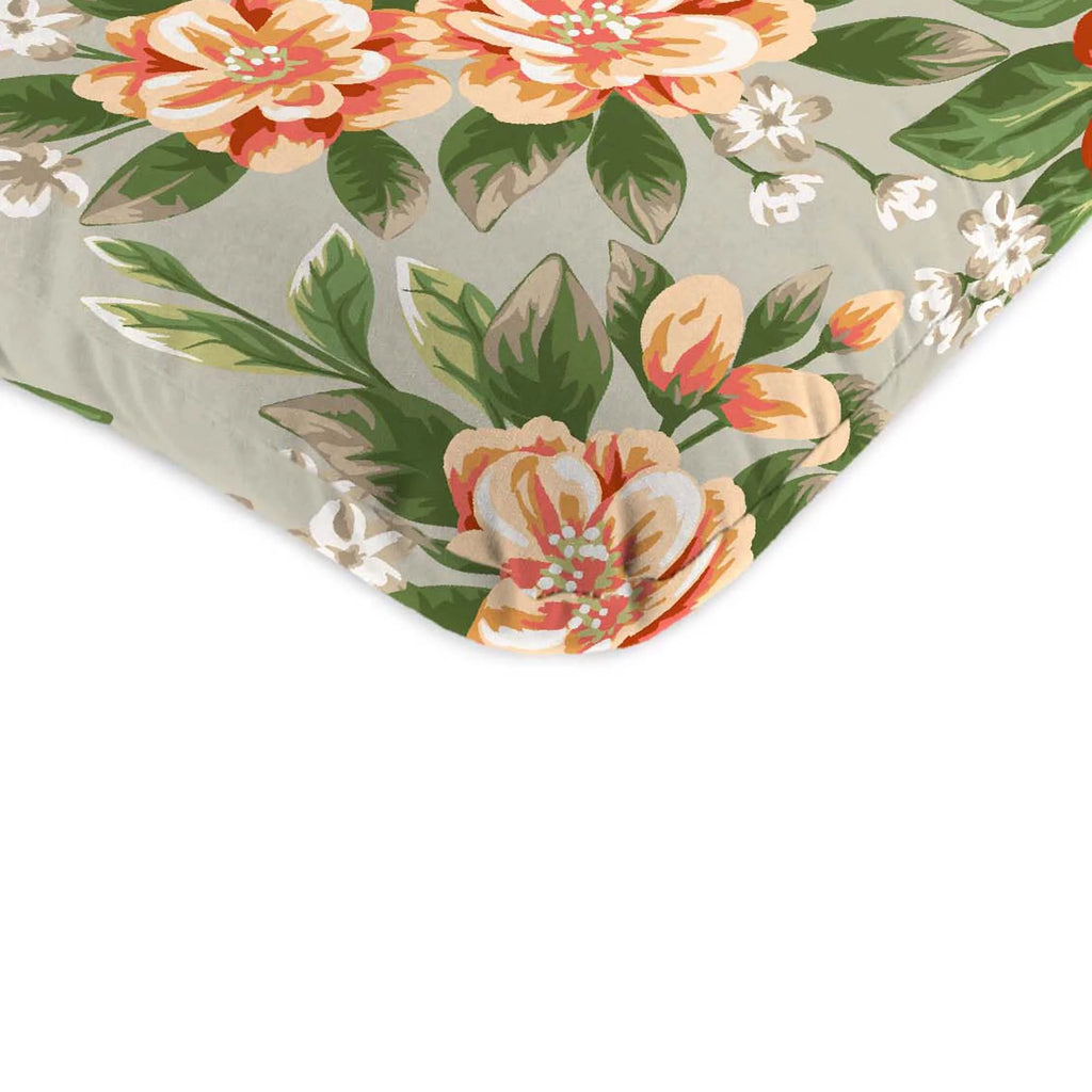45" x 22" Cedar Grey Floral Rectangular Outdoor Chair Cushion with Ties and Hanger Loop H8539