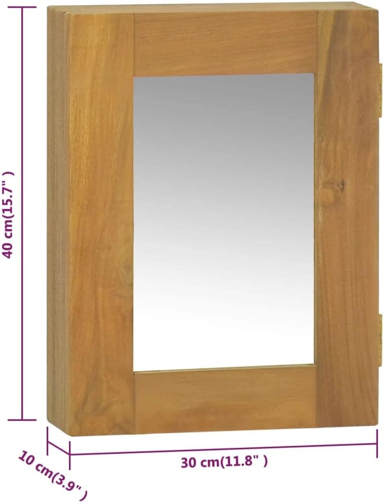 Natural Wood Grain Finish Wooden Storage Cabinet with Mirror Door I75411