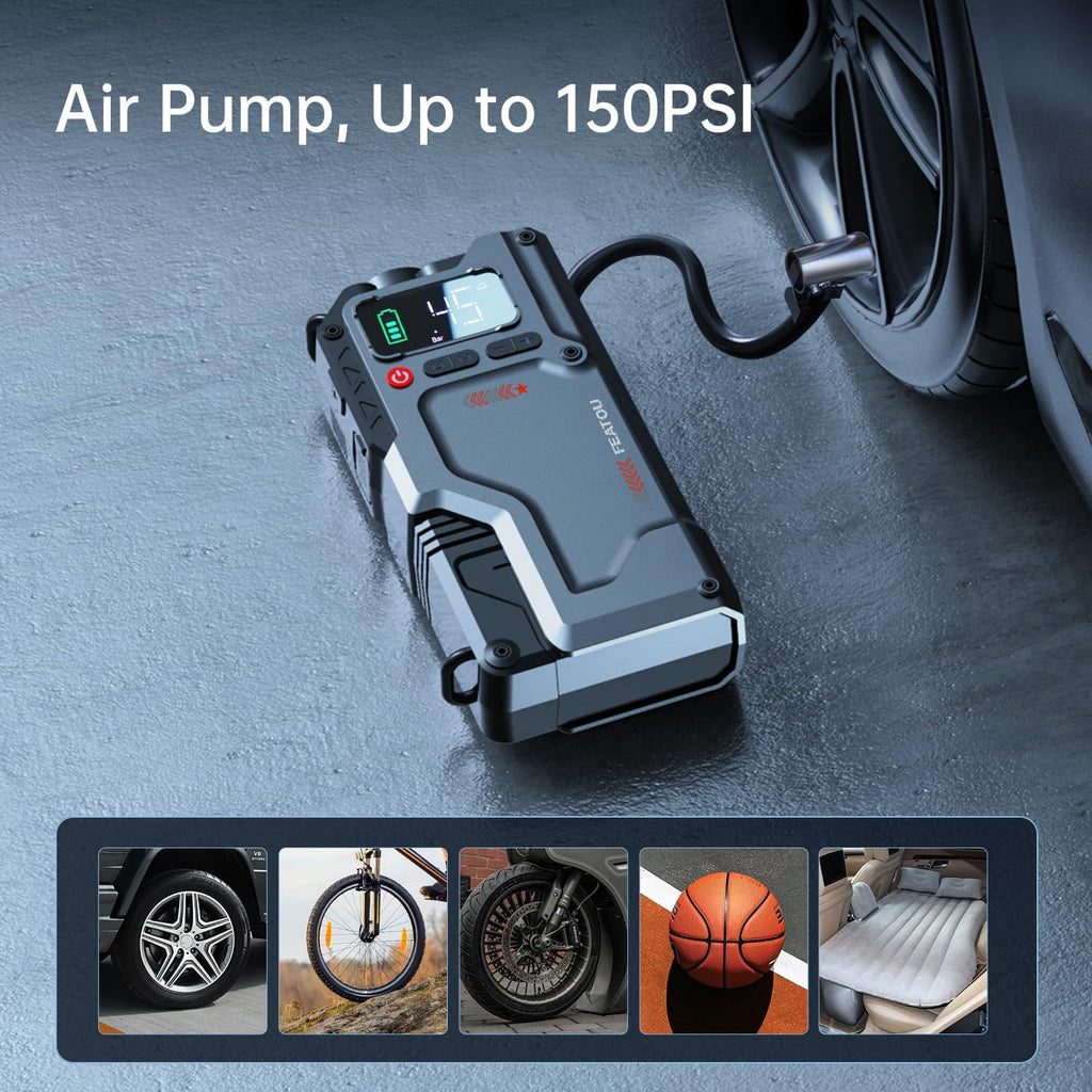 Jump Starter with Air Compressor, 3000A Peak 150PSI Battery Pack with Digital Tire Inflator Y599436