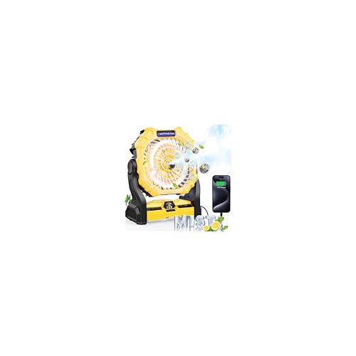 30000 mAh Rechargeable Portable Misting Fan with RGB Lantern M876814