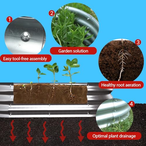 Galvanized Raised Garden Bed Kit, 4x2x1ft Oval Metal Planter L6456