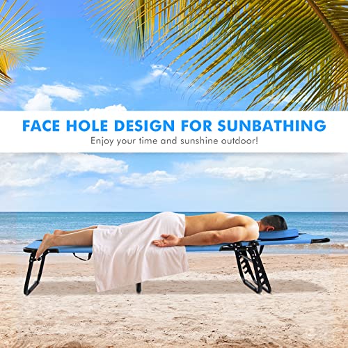 Blue Folding Chaise Lounge Chair V101