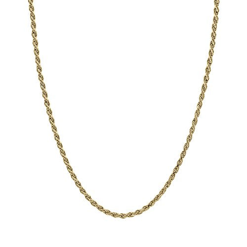 14K Solid Yellow Gold Rope Chain Necklace Lobster Clasp, 16" - 24" T6670