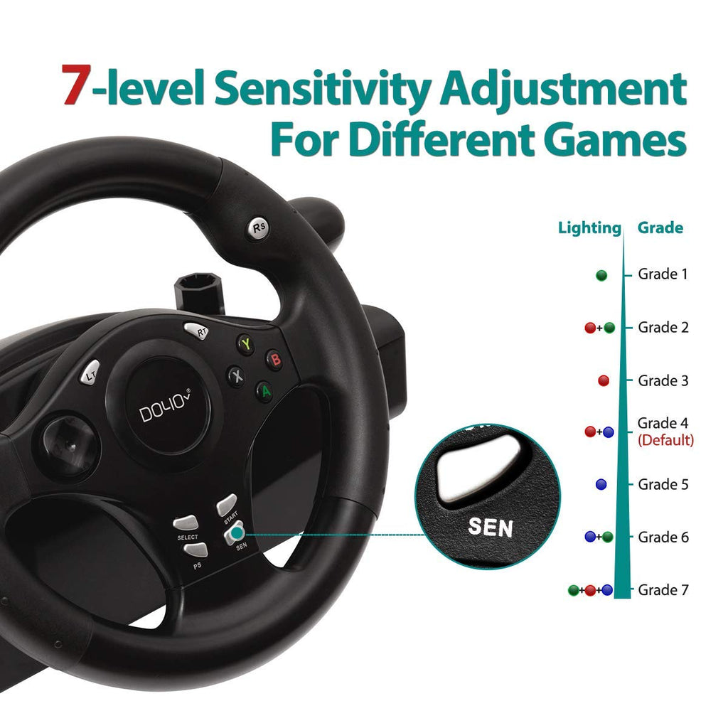 270 Degree Racing Steering Wheel with Pedals G5228