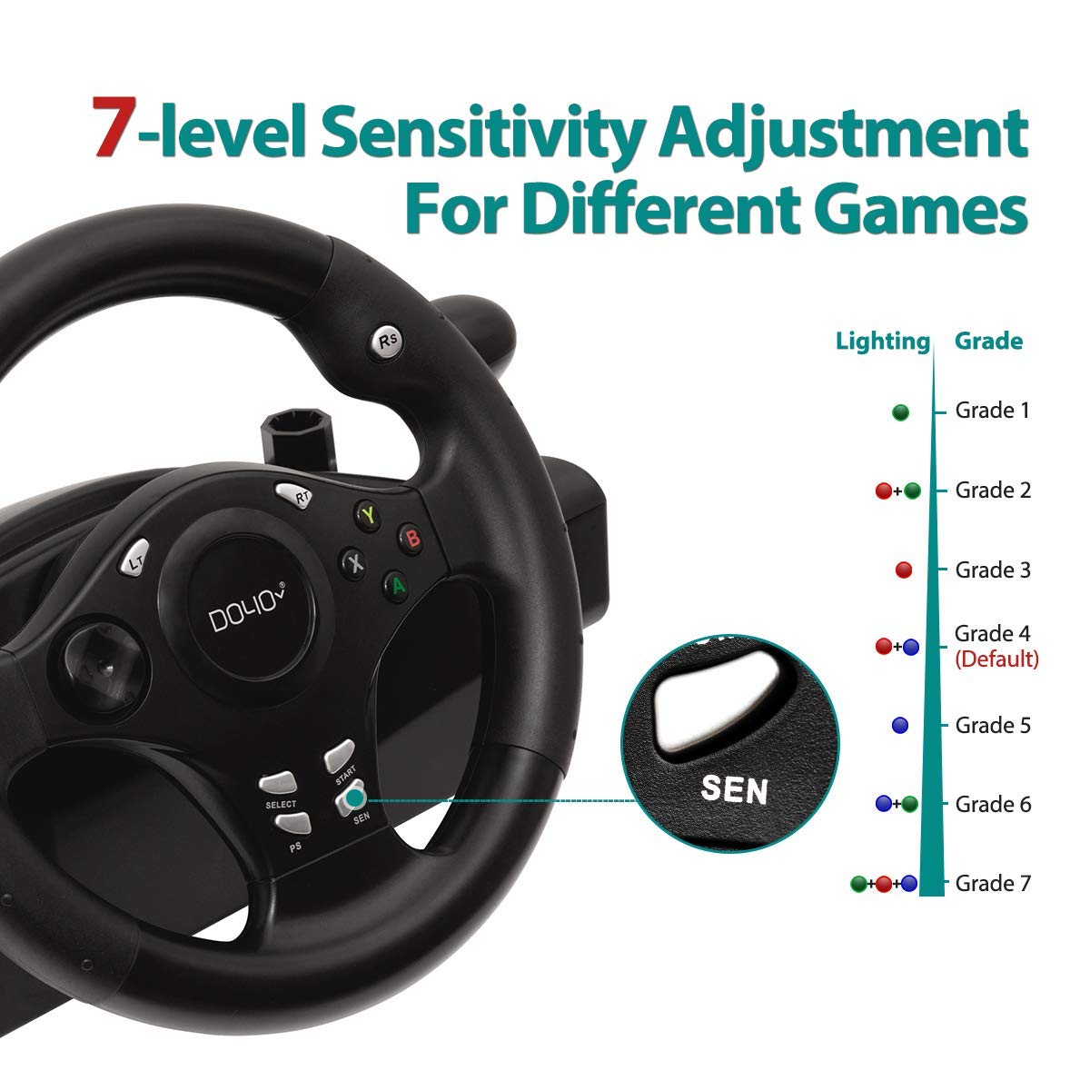 270 Degree Racing Steering Wheel with Pedals G5228