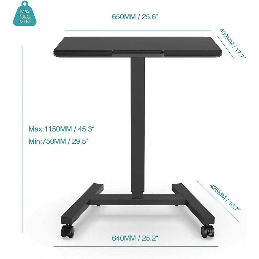 Black Adjustable Height Rolling Laptop Desk Cart U84404