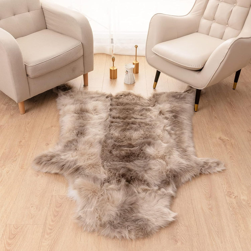Brown 4ft x 5ft Faux Fur Area Rug Z806