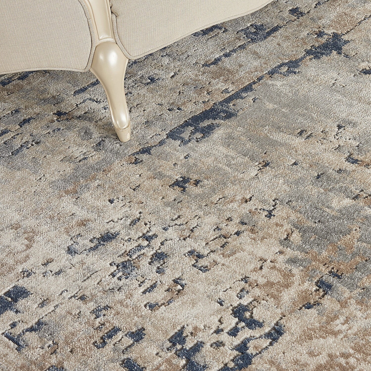 Beige/Grey 10' x 14' Abstract Distressed Area Rug A333333