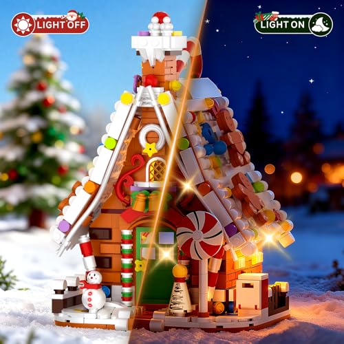 Large Christmas Village Gingerbread House Building Set with Light Kit (916PCS) N3512