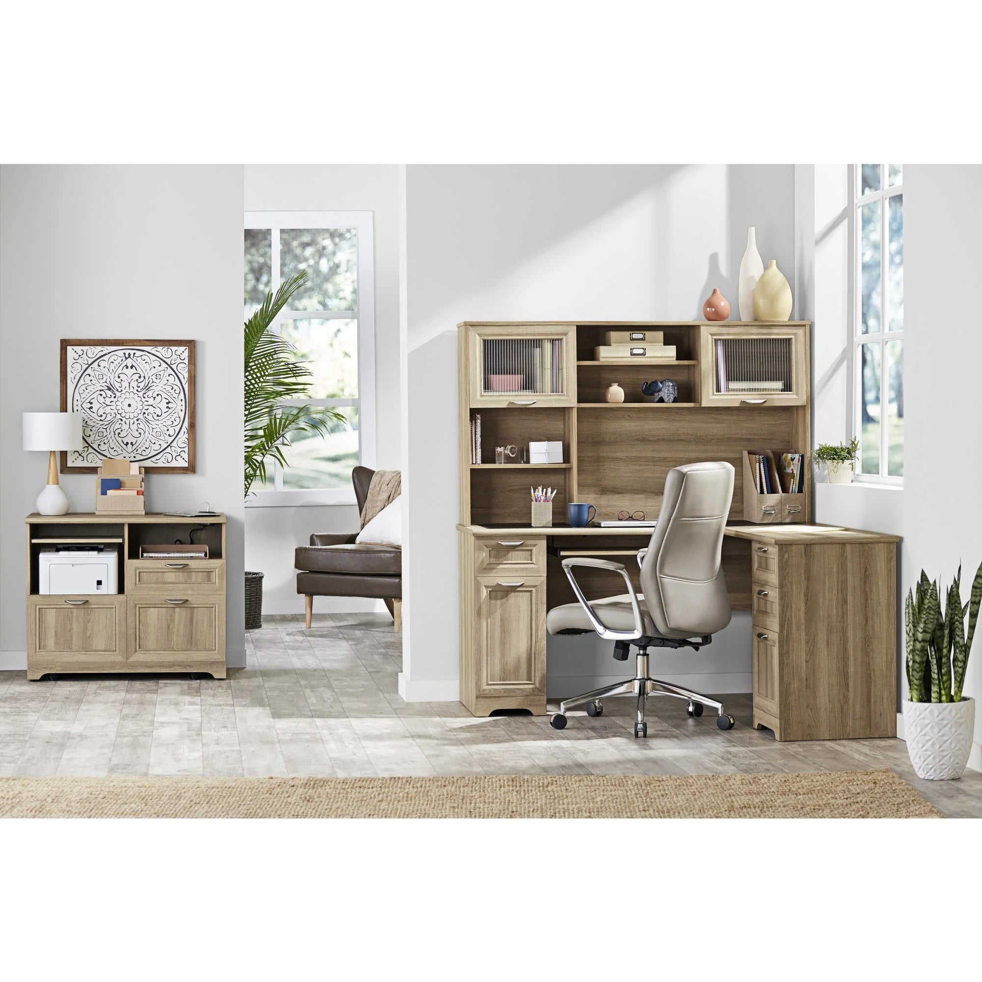 Blonde Ash L-Shape Corner Desk F383870