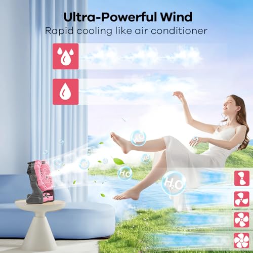 30000 mAh Rechargeable Portable Misting Fan with RGB Lantern M876814