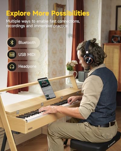 88 Key Weighted Digital Piano with Bluetooth, Walnut Wood Color N39743
