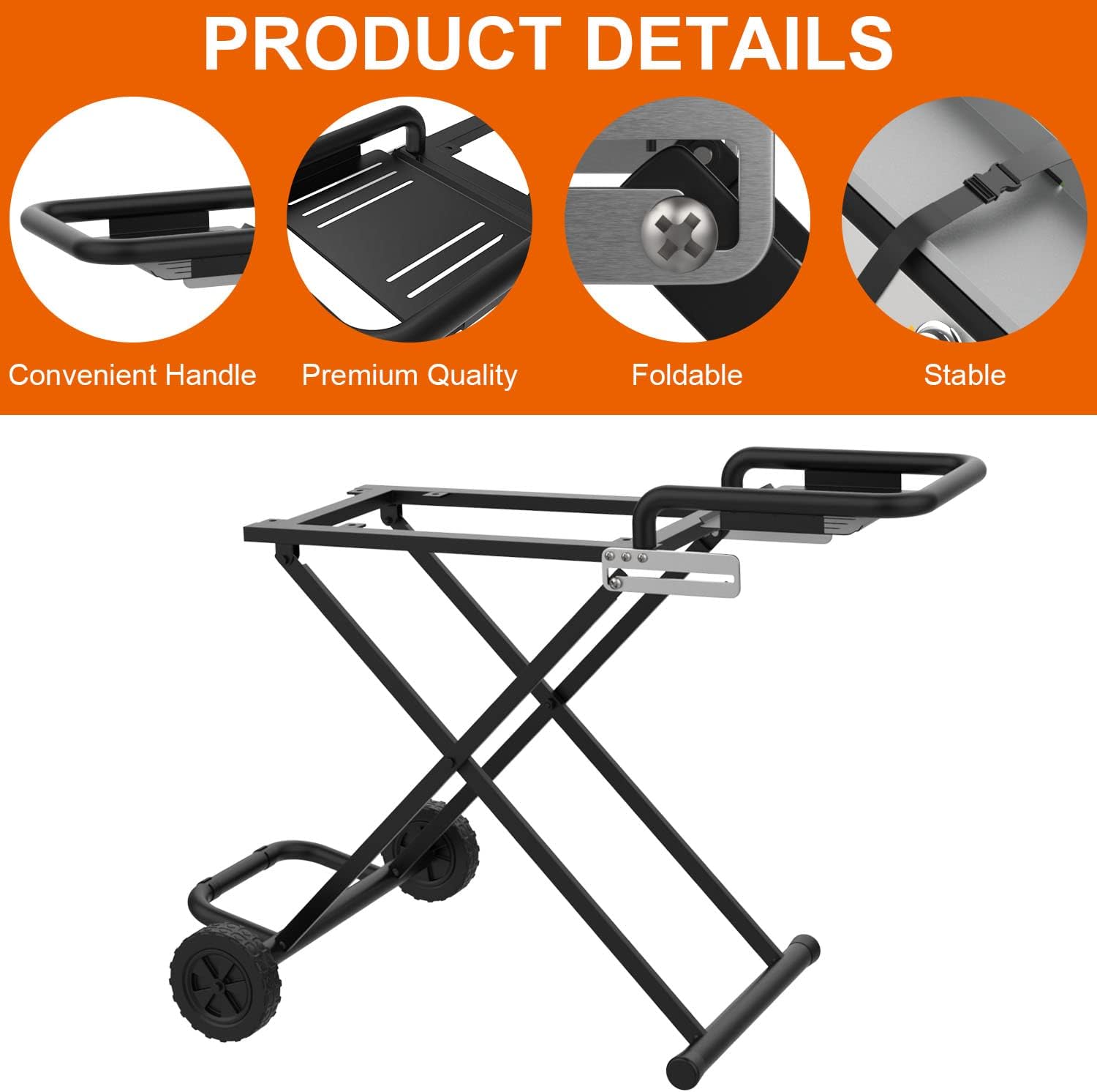 Folding Grill Cart with Side Shelf L62046