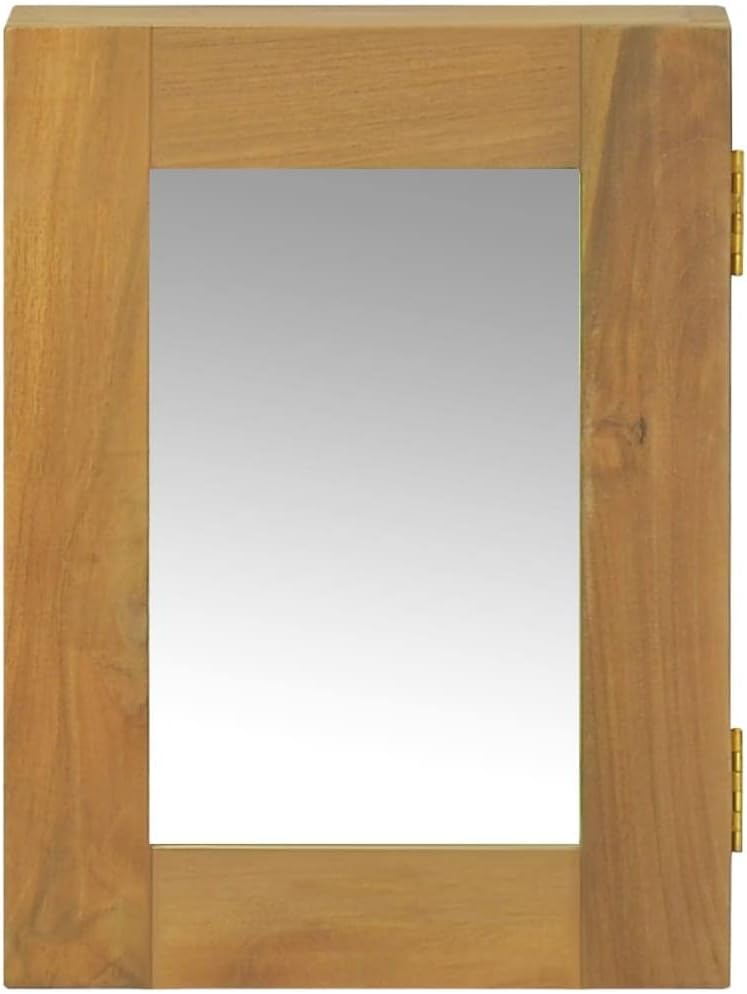 Natural Wood Grain Finish Wooden Storage Cabinet with Mirror Door I75411