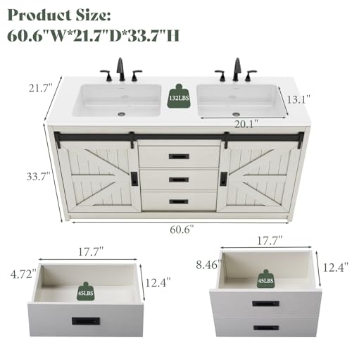 Gray Freestanding Double Vanity with Sink A450