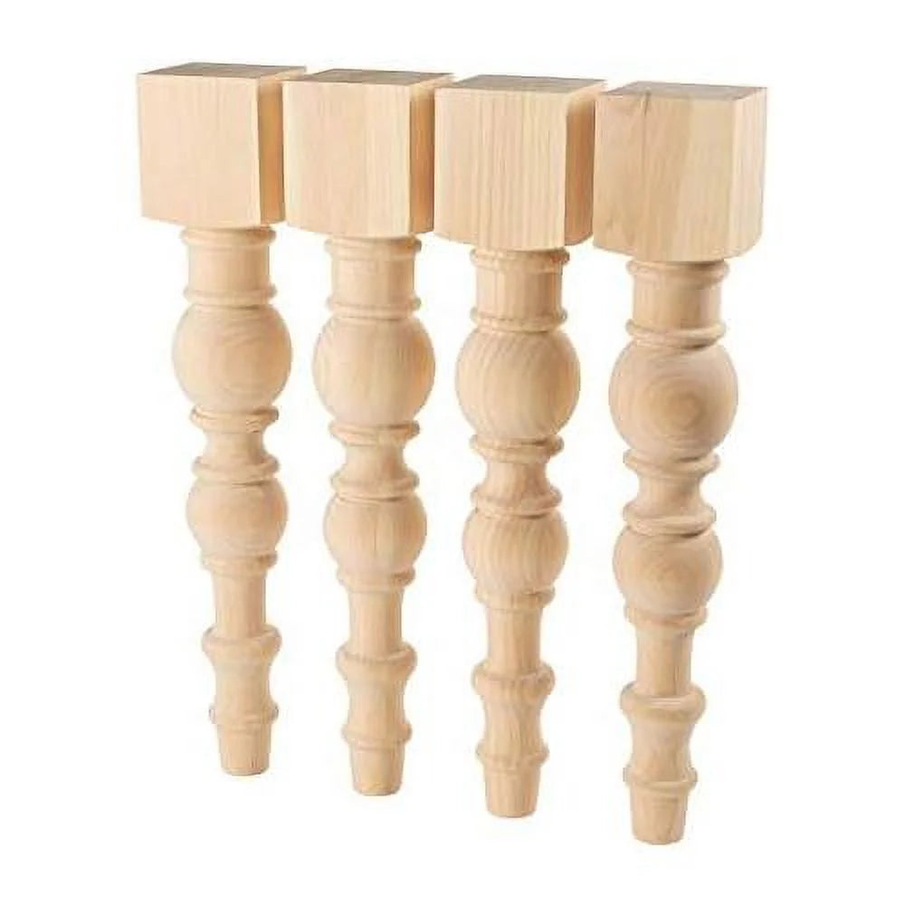 Set Of 4 Unfinished Turned Dining Table Legs T433