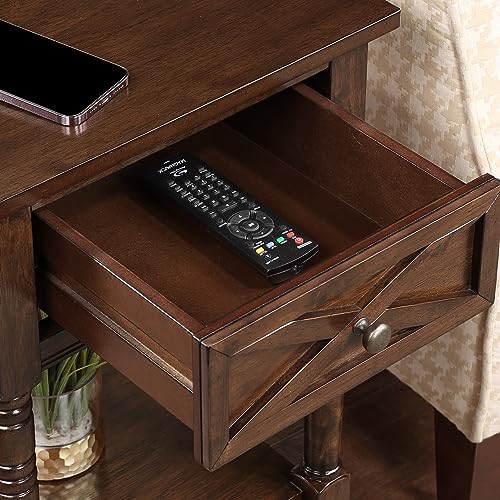 Espresso End Table with Charging Station M661