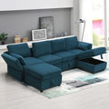 Grey Chenille U-Shaped Sectional Sofa with Storage Seats I914