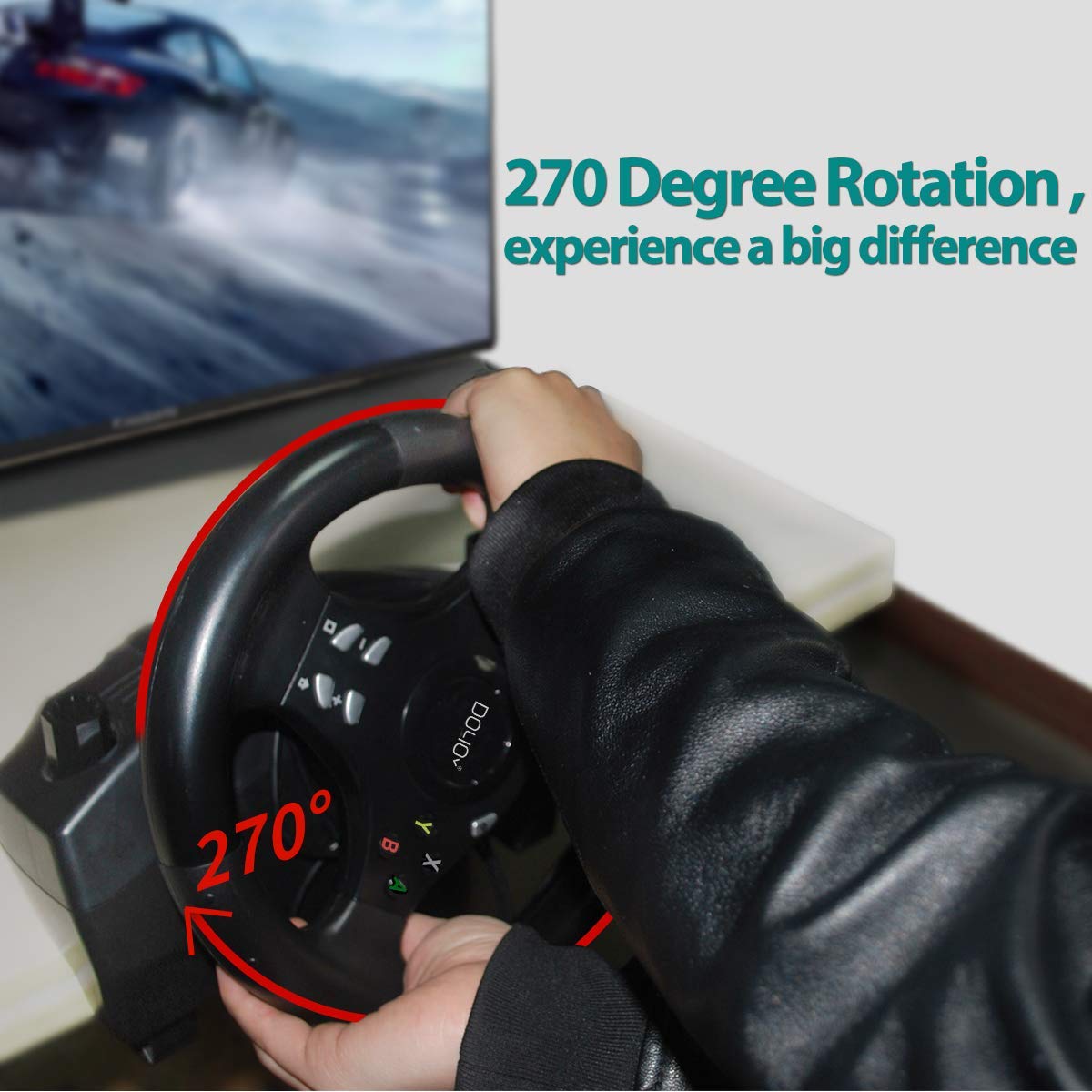 270 Degree Racing Steering Wheel with Pedals G5228