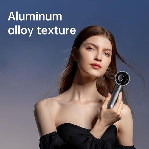 Portable Handheld Fan with LED Display, Metal Shell, 5000mAh battery, Dark Gray Q47691