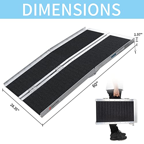 Non-Skid Folding Aluminum Wheelchair Ramp, Holds Up to 600 lbs H922994