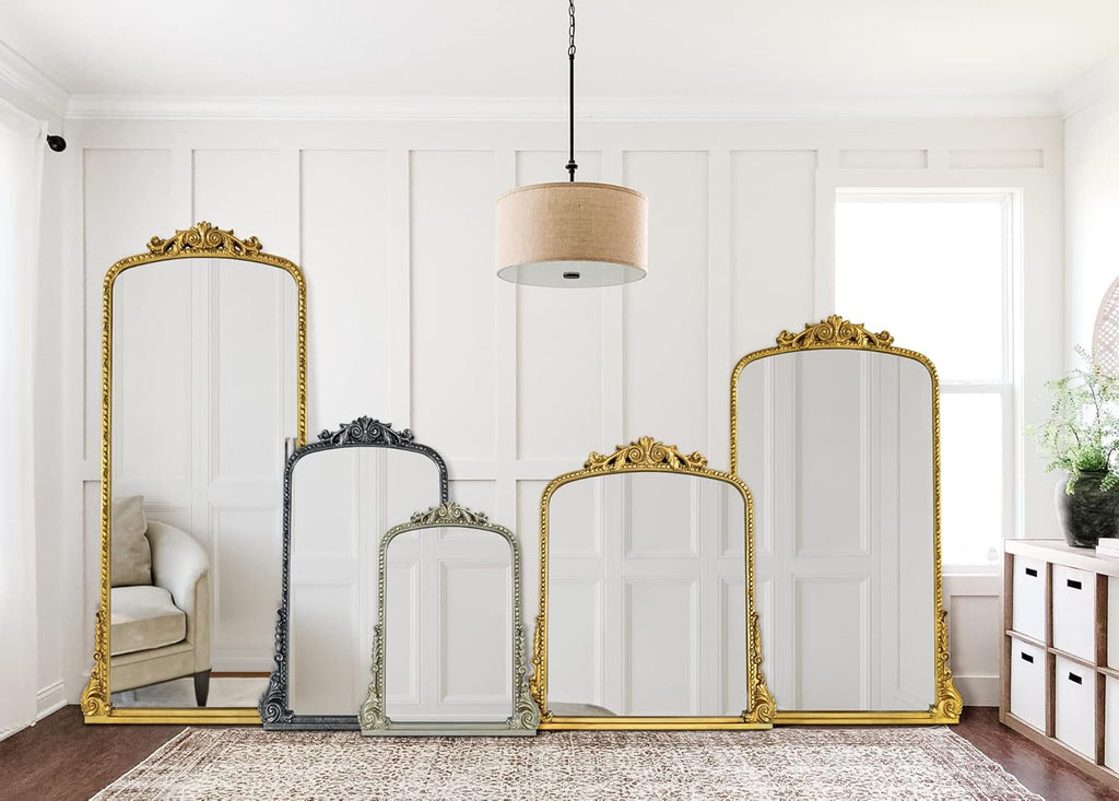 Antiqued Gold Ornate Arched Wall Mirror, 30 x 34'' Q259