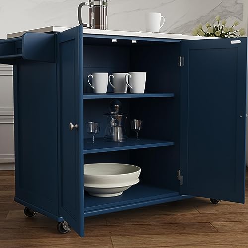 Sage Green Mobile Kitchen Island Cart with Stainless Steel Top G36433