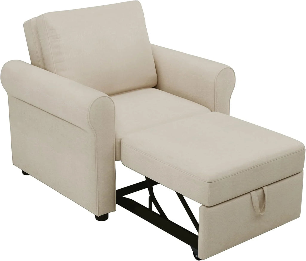 Beige Convertible Sleeper Chair Bed D557