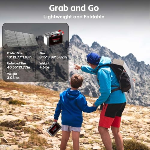 Portable Power Station 88Wh Lithium Battery Solar Generator with AC Outlet 120W Peak Power Bank I634036