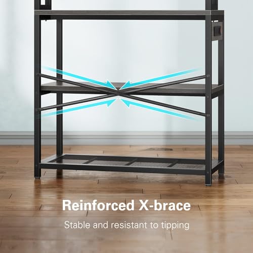 39.4 Inch Wide 5-Tier Bakers Rack with 3 Power Outlets (Black) R800238