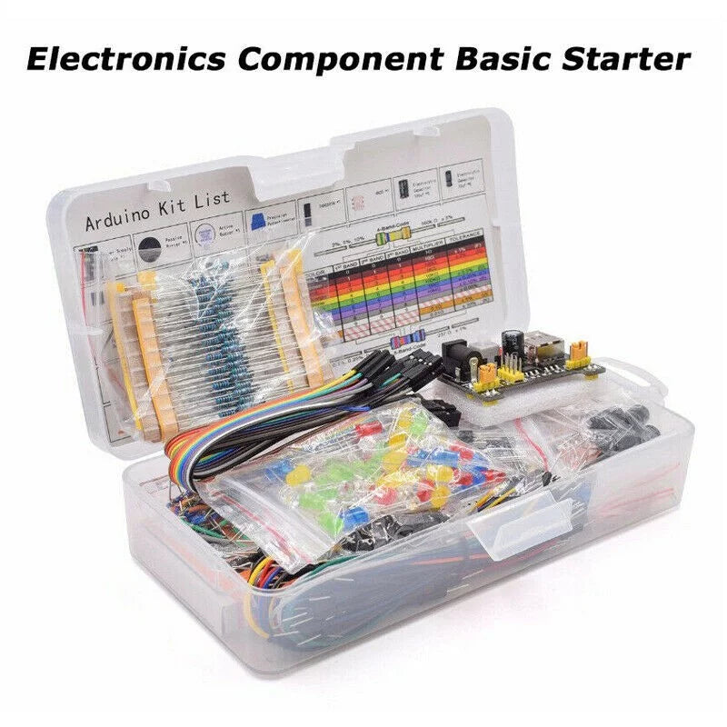 Basic Component Starter Kit with Breadboard Power Supply Jumper Wires Resistors Capacitors LED Z9824