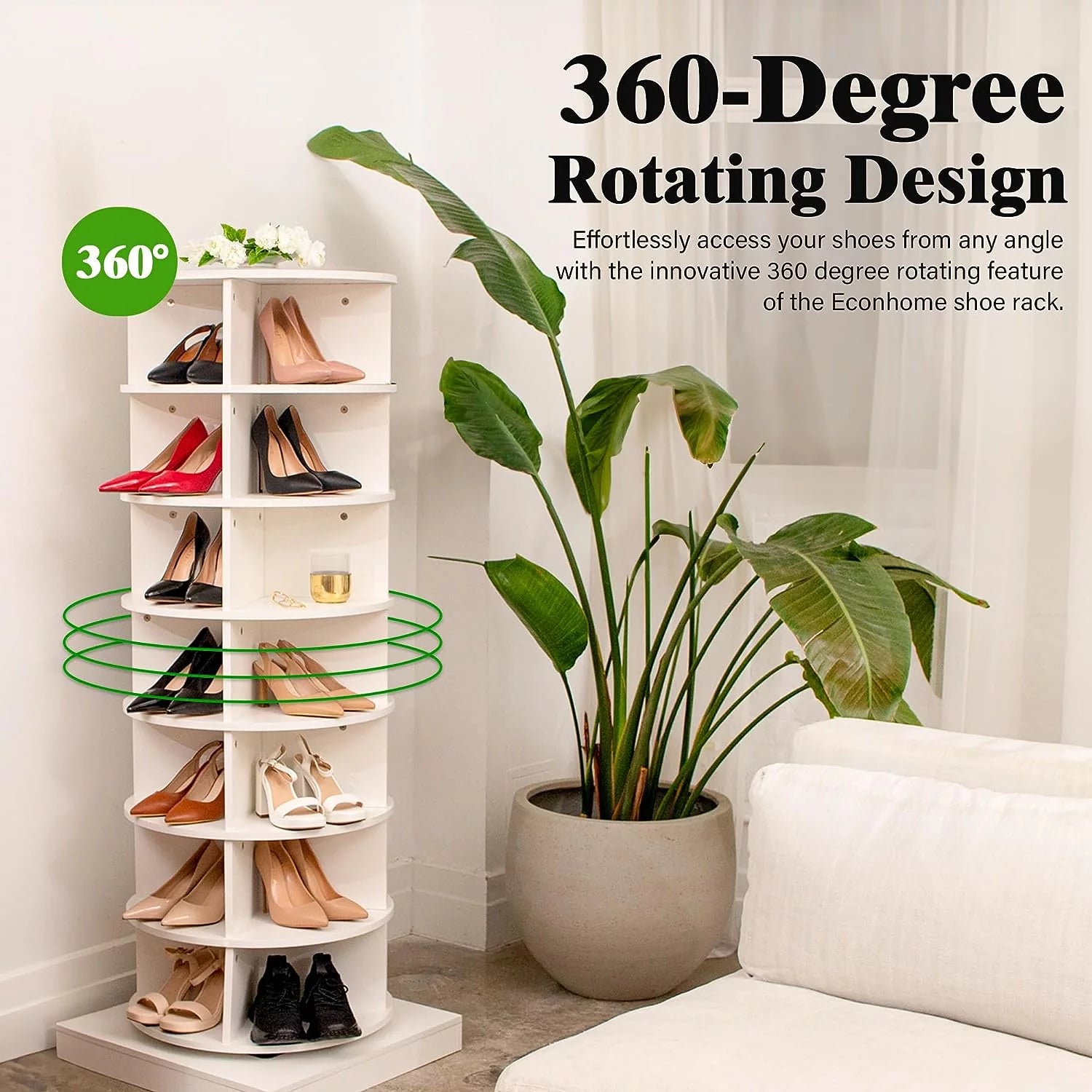 360° Rotating 7-Tiers Shoe Rack Organizer Tower Holds Up to 28 Pairs Y610322