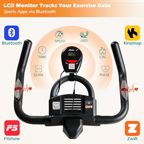 Black Magnetic Resistance Adjustable Stationary Bike with LCD Screen X5873