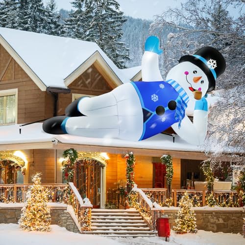 10FT Christmas Inflatables Snowman Outdoor Decorations with LED Lights J2926