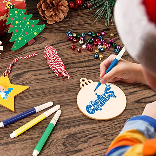 40pcs Unfinished Wood Slices with Holes Christmas Ornaments O144