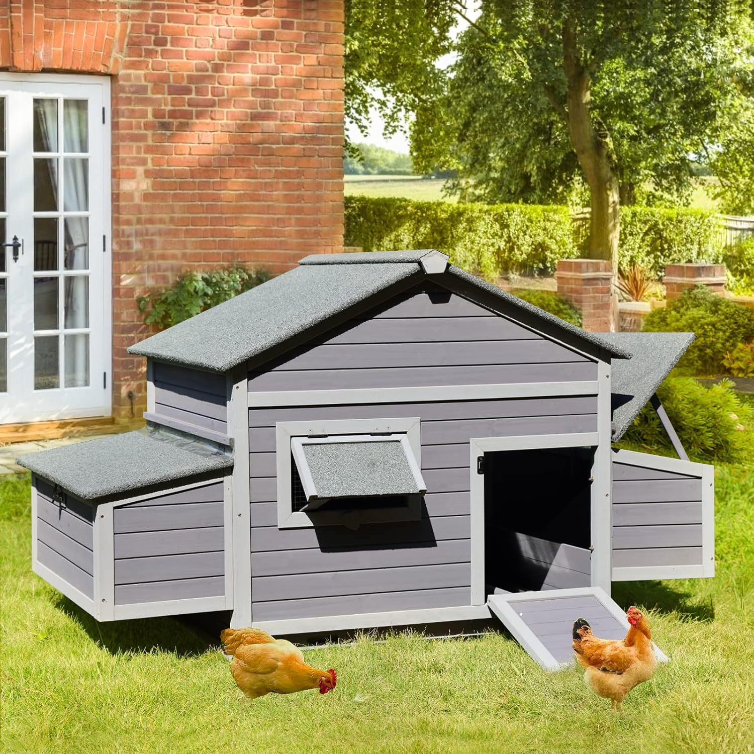 Chicken Coop Wooden Hen House with Large Nesting Box R701