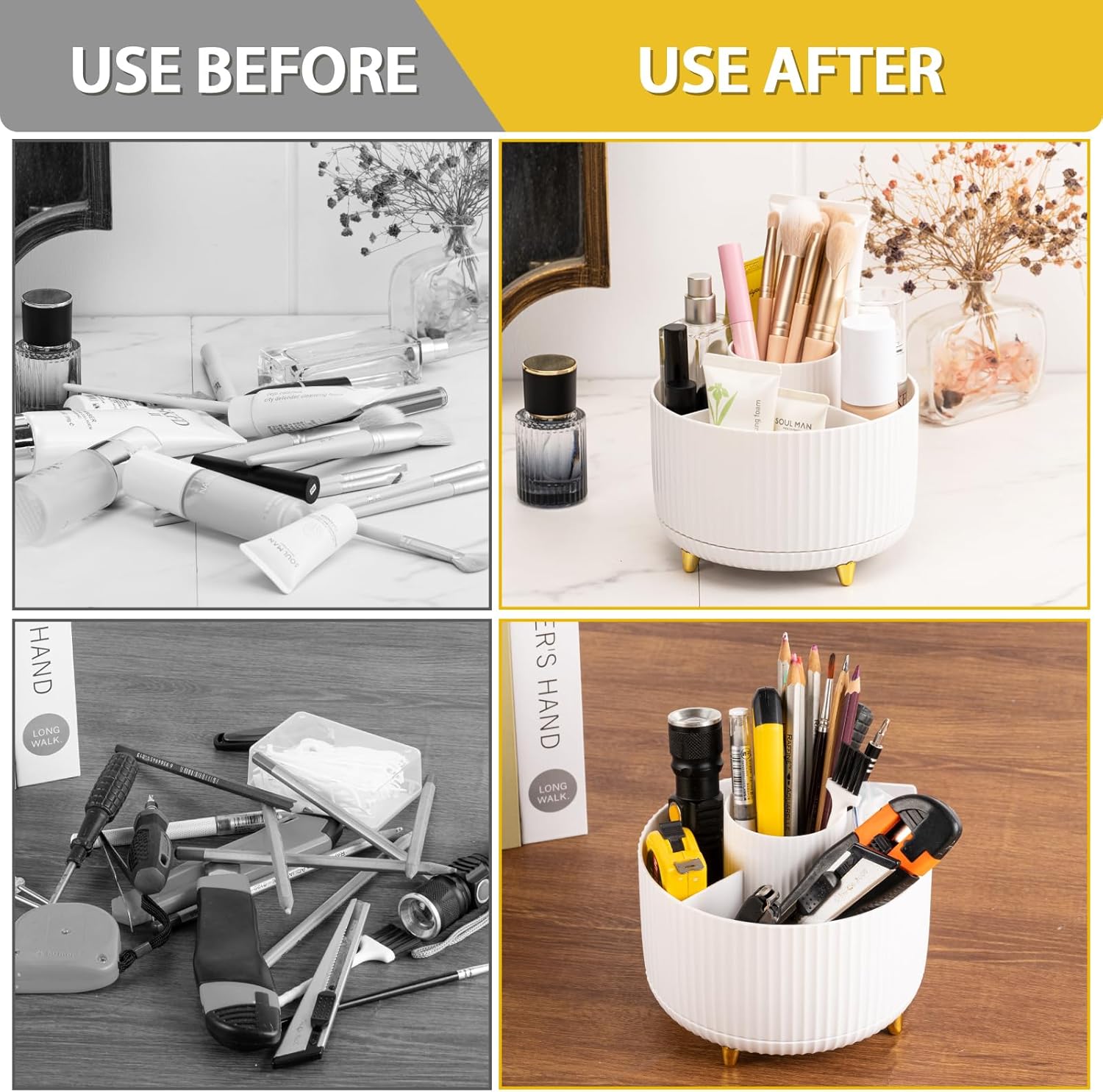White Multi-angle Rotating Makeup Brush Holder U688