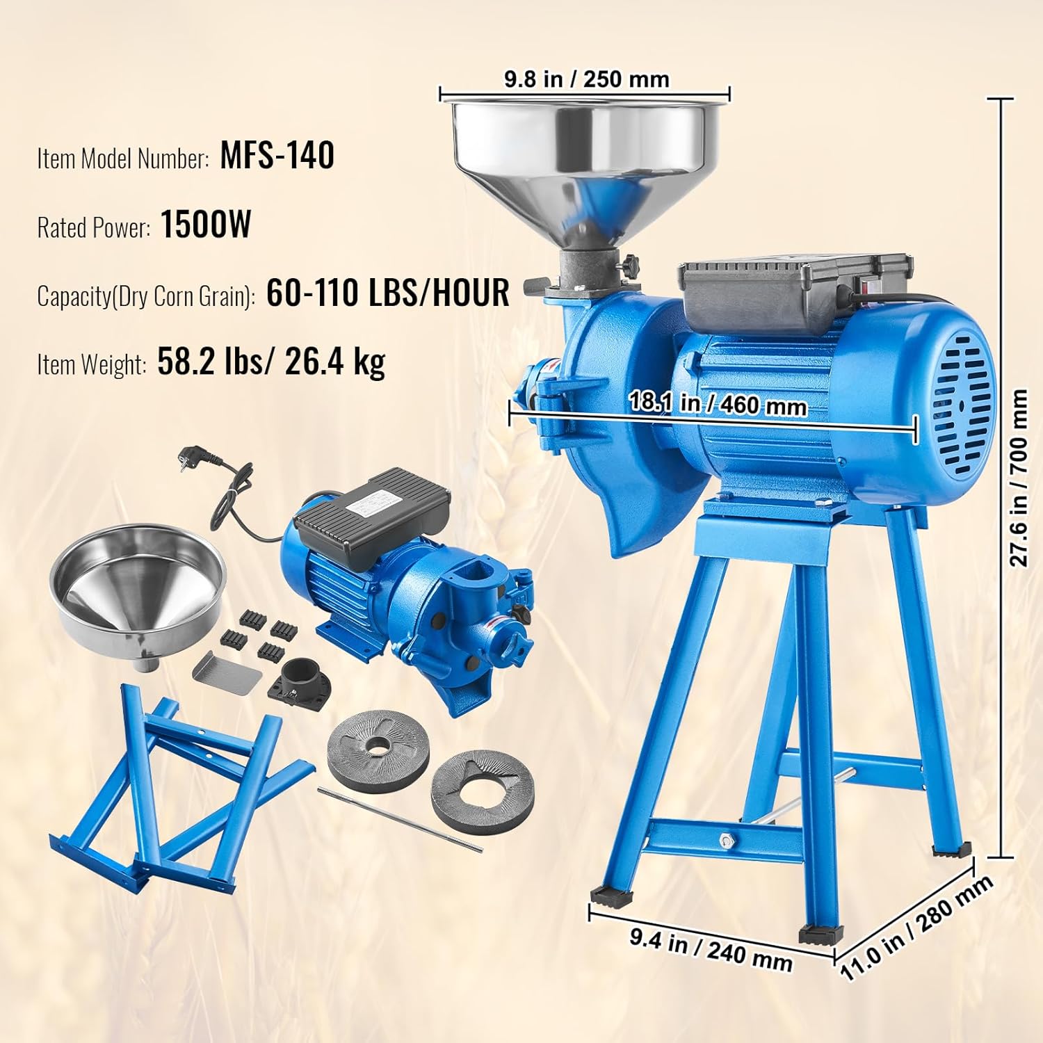 1500W Electric Grain Mill Grinder R93654
