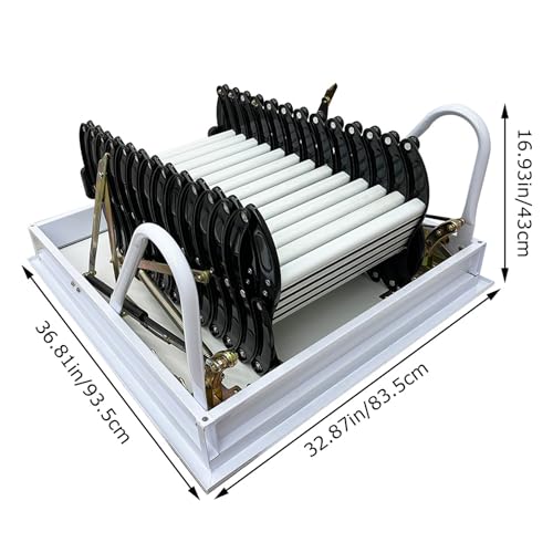 Attic Ladder 13 Steps Telescoping Folding Ladder, 31.5 x 35.4 Inch, 10.5 ft Height, 660lb Capacity V4406