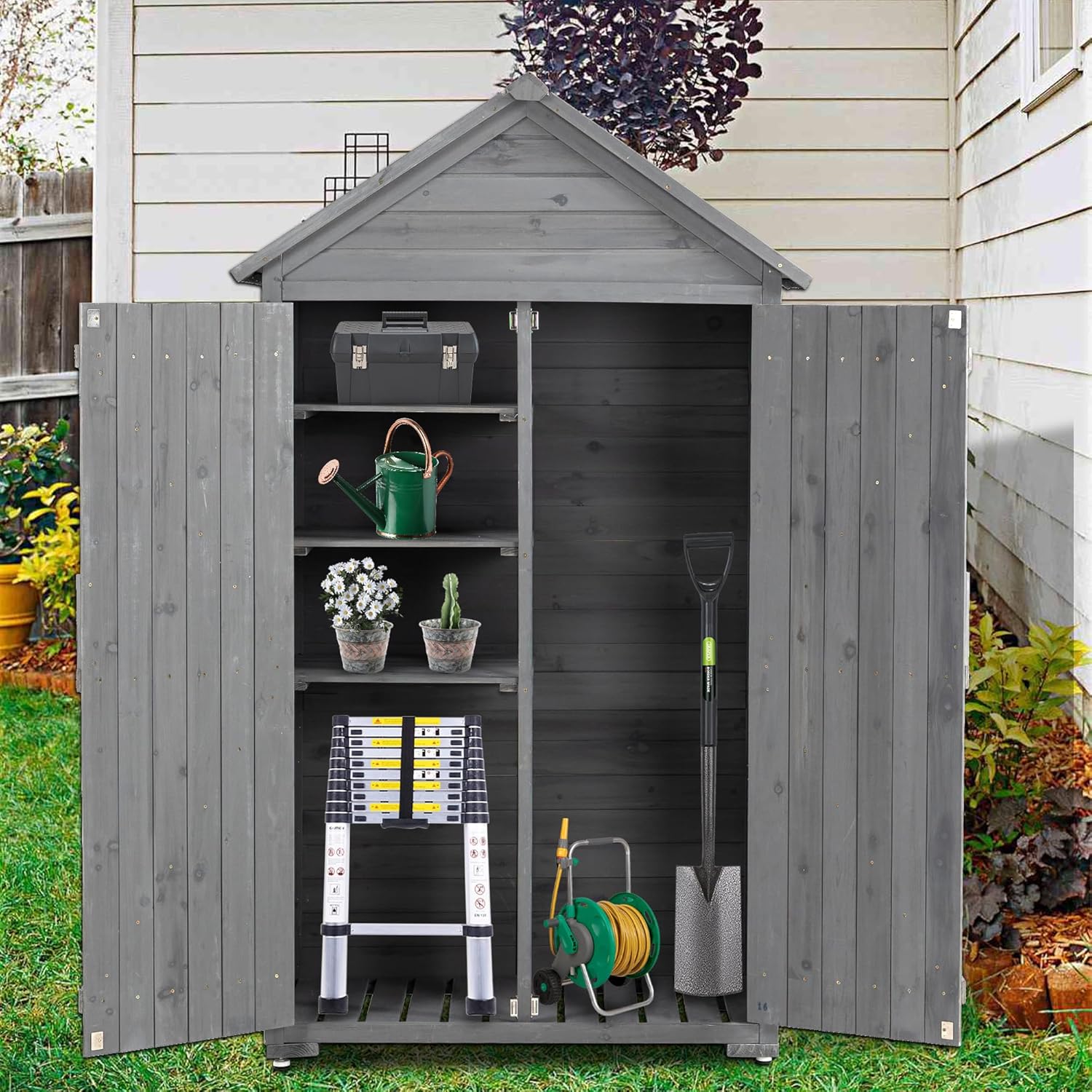 Outdoor Wooden Storage Shed with Lockable Door S37995