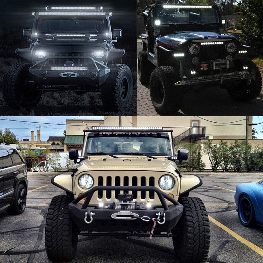 20 inch 420W LED Light Bar Spot Flood Combo Triple Row Driving Light Off Road Lights LED Pods Cubes with Wiring Harness Kit for 4X4 4WD Car ATV UTV SUV Truck Tractor Trailer 12V 24V DC L881