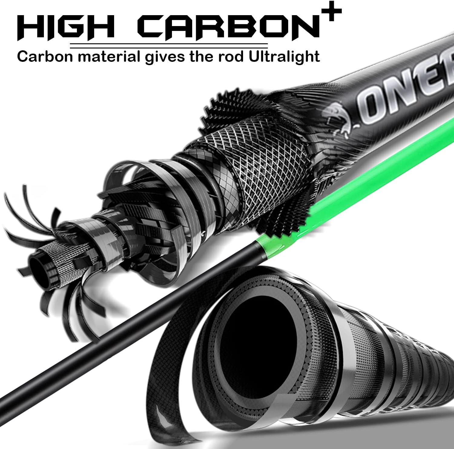 Medium Fast Baitcasting Fishing Rod and Reel Combo, 24-Ton Carbon Fiber 2 Pieces I337029