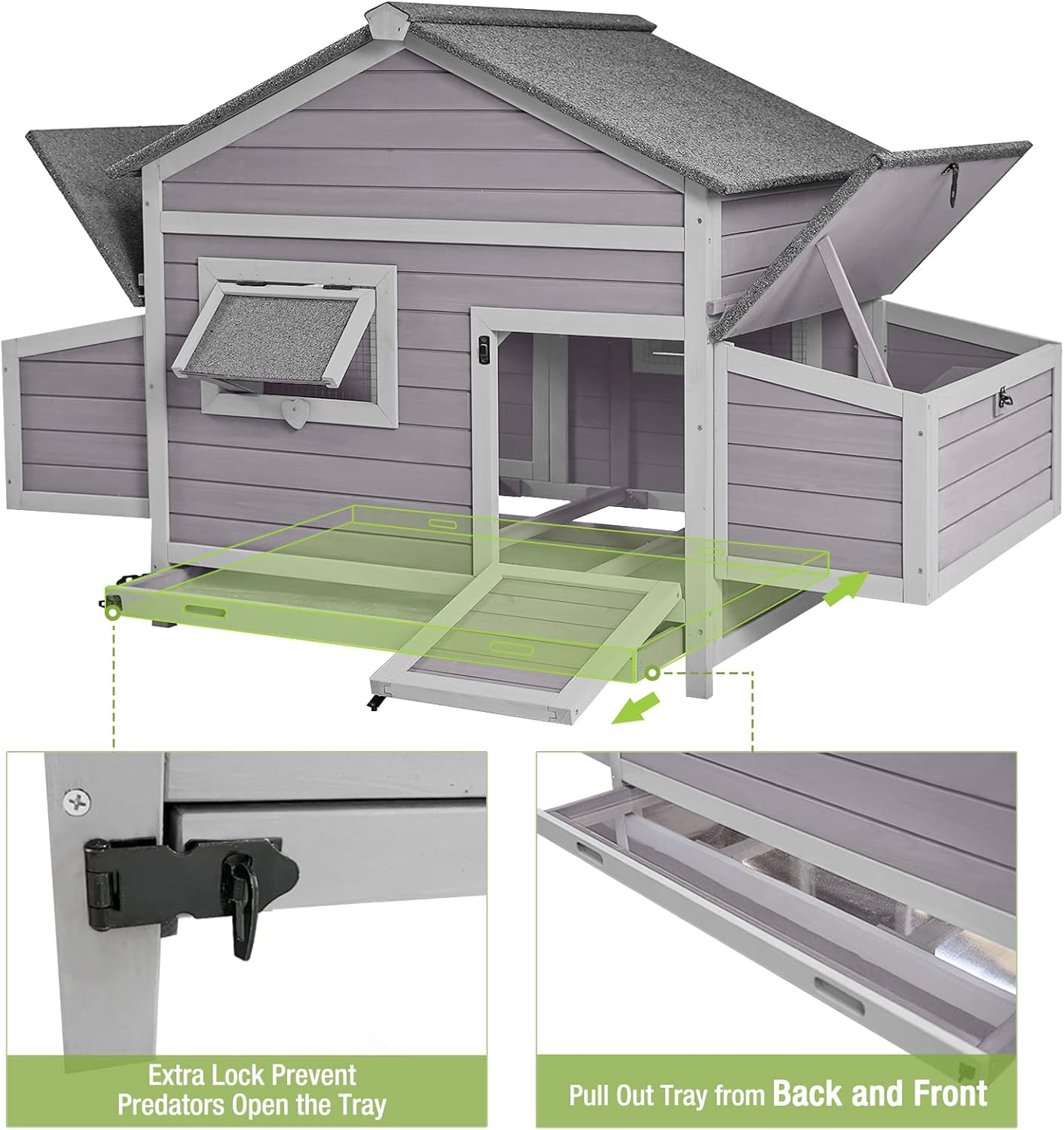 Chicken Coop Wooden Hen House with Large Nesting Box R701