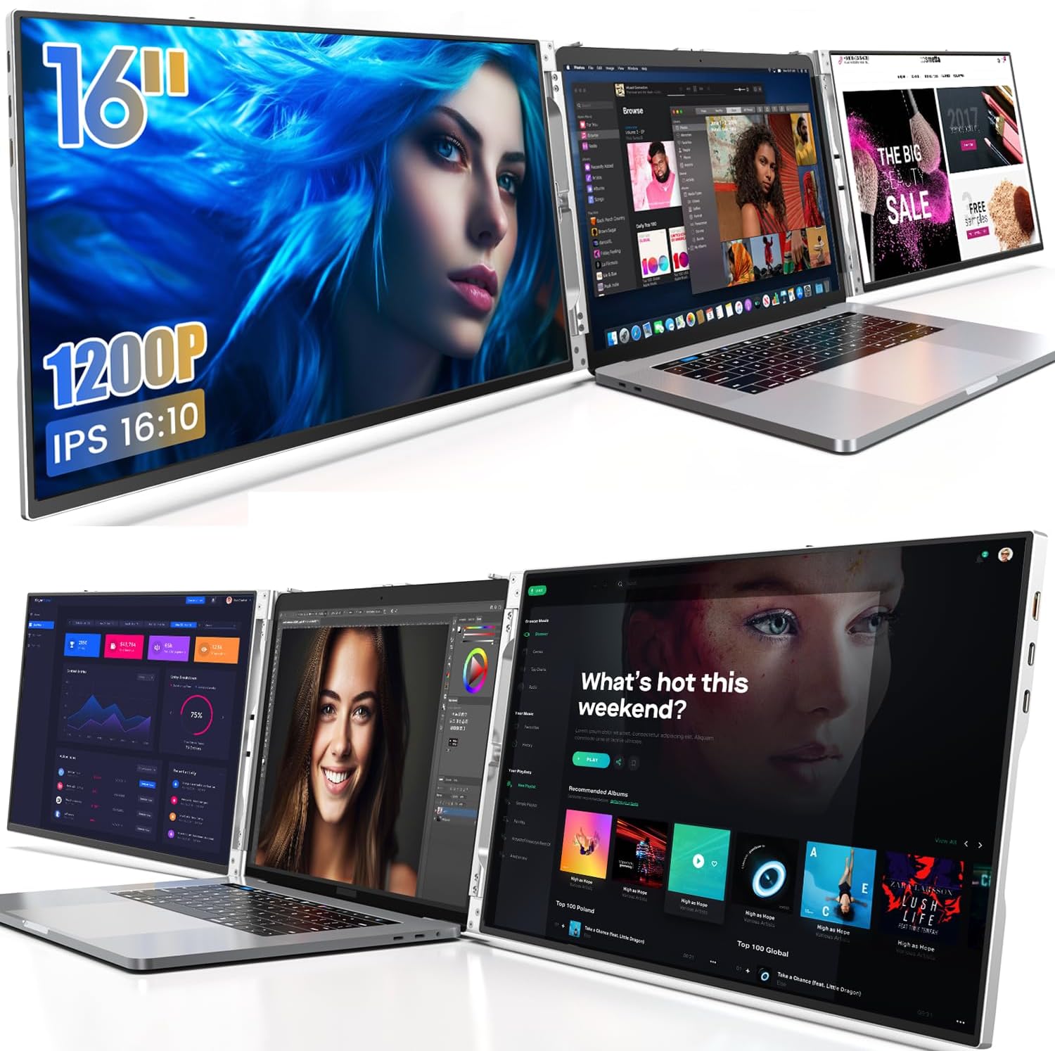 Portable Triple Monitor for Laptop G908