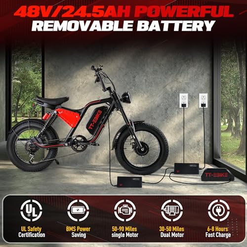 3000W Folding Electric Bike with 48V Battery, 26x4.0 Fat Tire, Full Suspension, 7-Speed Gear L8240